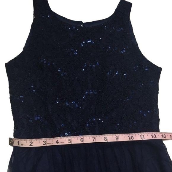 Speechless Party dress cut out sleeveless flare tulle sequins size Junior 5 Blue - Picture 9 of 16